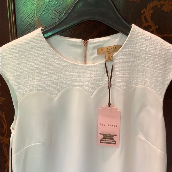 Ted Baker white dress with tweed detail - Picture 2 of 7
